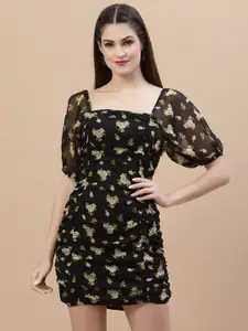 Strong And Brave Odour Free Floral Printed Ruched Sheath Mini Dress