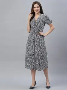 Strong And Brave Odour Free Floral Puff Sleeve Button Down Midi Dress