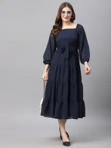 Strong And Brave Women Odour Free Square Neck Georgette Empire Midi Dress