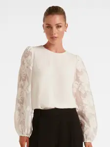 Forever New Boat Neck Puff Sleeves Regular Top