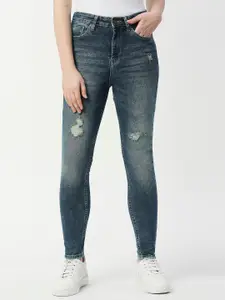 Pepe Jeans Women  Straight Fit High-Rise Mildly Distressed Heavy Fade Stretchable Jeans