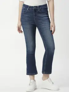 Pepe Jeans Women Flared High-Rise Clean Look Heavy Fade Stretchable Jeans