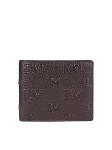 Da Milano Men Typography Textured Leather Two Fold Wallet with SD Card Holder