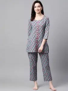 Meeranshi Floral Printed Pure Cotton Night Suit