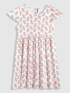 YK Floral Print A-Line Midi Dress