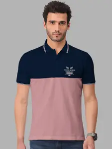 BULLMER Colourblocked Polo Collar Cotton T-shirt