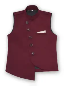 AJ Dezines Boys Mandarin Collar Asymmetric Hem Nehru Jacket