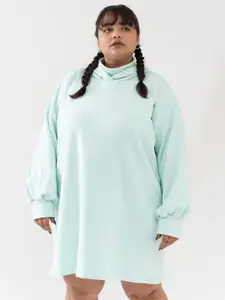 SPIRIT ANIMAL Plus Size Drop-Shoulder Sleeve Hooded T-shirt Dress