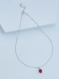 Kushal's Fashion Jewellery Rhodium-Plated Cubic Zirconia Chain with Pendant