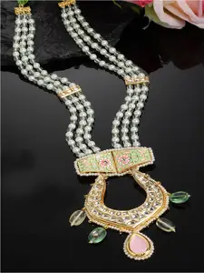 DUGRISTYLE Gold-Plated Kundan-Studded & Beaded Necklace