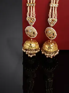DUGRISTYLE Gold Plated Classic Kundan Drop Earrings