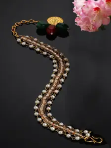 DUGRISTYLE Women Gold-Plated Stone Studded Multistrand Bracelet