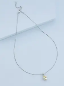 Kushal's Fashion Jewellery Rhodium-Plated Cubic Zirconia Chain with Pendant