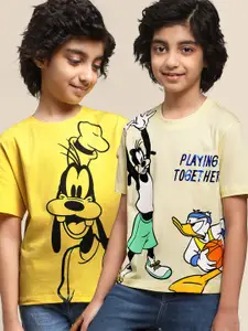 Kids Ville Boys Pack Of 2 Mickey & Friends Printed Cotton T-Shirts