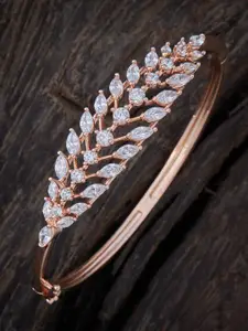 Kushal's Fashion Jewellery Cubic Zirconia Antique Rose Gold-Plated Kada Bracelet