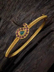 Kushal's Fashion Jewellery Gold-Plated Stone-Studded Bangle-Style Bracelet
