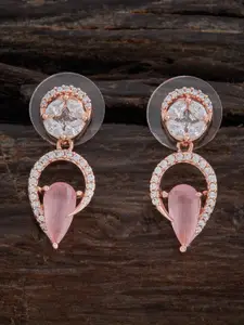 Kushal's Fashion Jewellery Embellished Bridal Rose Gold Plated Contemporary Drop Earrings