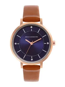 French Connection Women Embellished Dial & Leather Straps Analogue Watch FCN00010E
