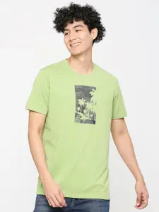 SPYKAR Round Neck Graphic Printed Slim Fit Cotton T-shirt