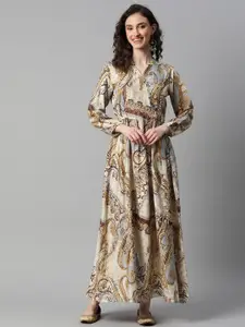 Indibelle Floral Print A-Line Maxi Dress