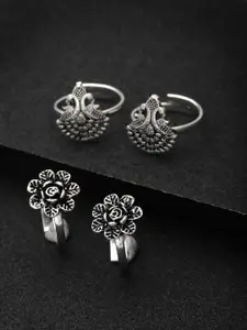 PANASH Set Of 2 Oxidised Adjustable Toe Rings