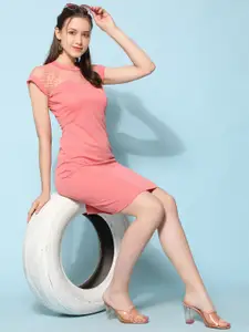 Ziva Fashion Round Neck Scuba Sheath Dress