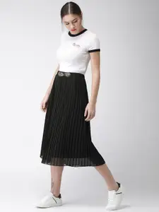 Mast & Harbour Black Pleated A-line Skirt
