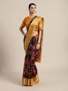 Saree mall Floral Linen Blend Banarasi Sarees