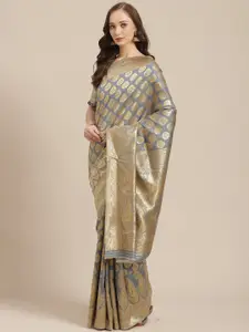 Saree mall Ethinic Motifs Woven Design Zari Banarasi Sarees