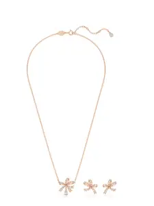 SWAROVSKI Hyperbola Rose Gold Plated Bow Design Necklace