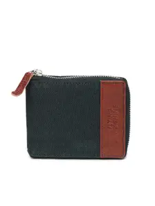 Flying Machine Men Navy & Brown Colourblocked Two Fold Wallet