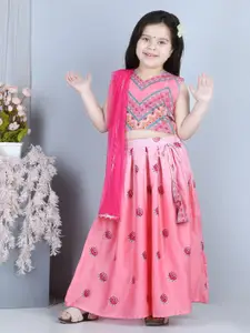 Kinder Kids Girls Printed Ready to Wear Lehenga & Blouse With Dupatta
