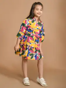 LilPicks Girls Abstract Printed Fit & Flare Dress