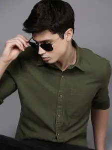 WROGN Solid Slim Fit Pure Cotton Casual Shirt