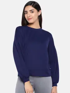ONLY Women Navy Blue Solid Sweatshirt