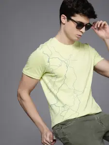 WROGN Men Printed Pure Cotton Applique Slim Fit T-shirt