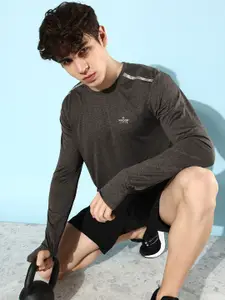 WROGN ACTIVE Men Charcoal Grey Reflective Slim Fit Skates & Wheels Dry Pro T-shirt
