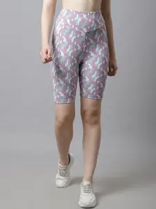 PERFKT-U Women Printed Slim Fit High-Rise Cycling Shorts
