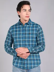 Urbano Fashion Slim Fit Tartan Checks Checked Cotton Casual Shirt