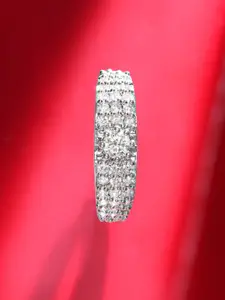 Rubans Rhodium-Plated CZ-Studded Finger Ring
