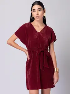 FabAlley V-Neck Tie-Up Detail Dress