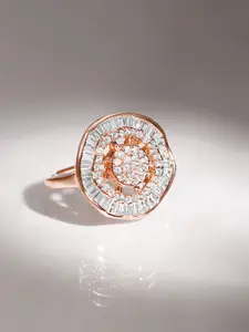 Rubans Rose Gold-Plated CZ-Studded Finger Ring