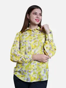 NEOFAA Women Green Floral Printed Casual Shirt