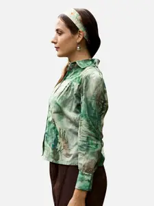 NEOFAA Women Green Tartan Checks Checked Casual Shirt