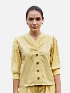 NEOFAA Women Yellow Casual Shirt