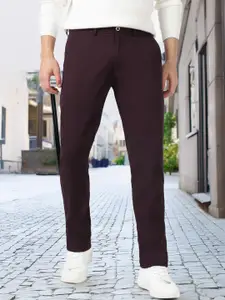 Urbano Fashion Men Maroon Slim Fit Easy Wash Trousers