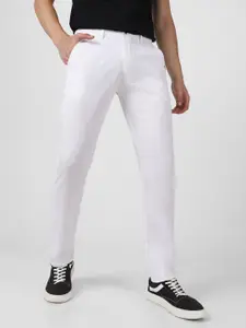 Urbano Fashion Men White Slim Fit Easy Wash Trousers