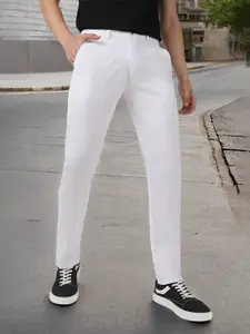 Urbano Fashion Men White Slim Fit Easy Wash Trousers