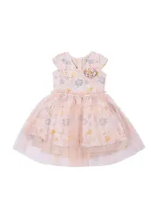 Gini and Jony Girls Floral Embroidered Fit & Flare Dress