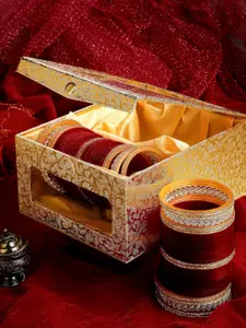 PANASH Set Of 72 Gold-Plated & AD Studded Wedding Chuda Bangle